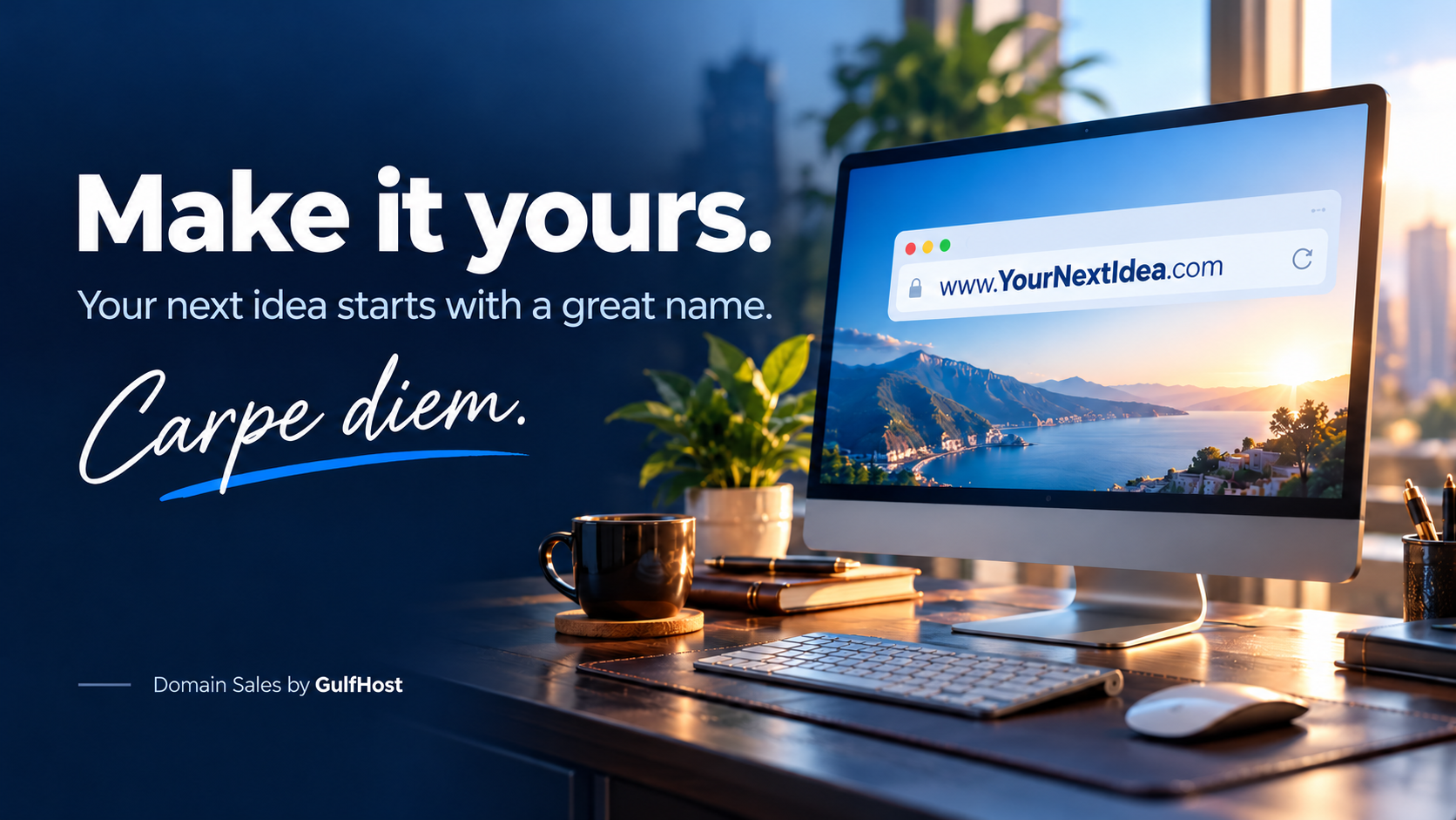 Make it yours. Your next idea starts with a great name. Carpe diem. Domain sales by GulfHost.